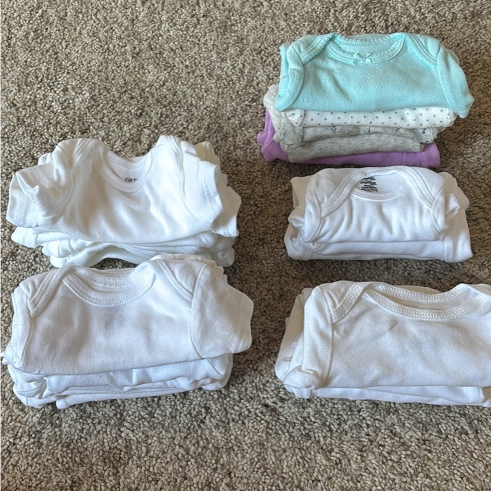 White and Assorted Girl Color Baby Onesies Bundle